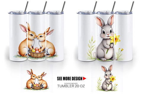 Tumbler Floral Easter Bunny Sublimation artnoy 