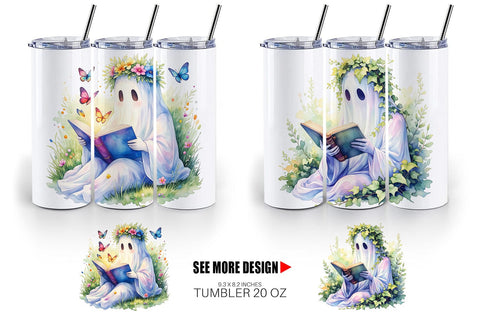 Tumbler Floral Garden Bookworm Ghost Sublimation artnoy 