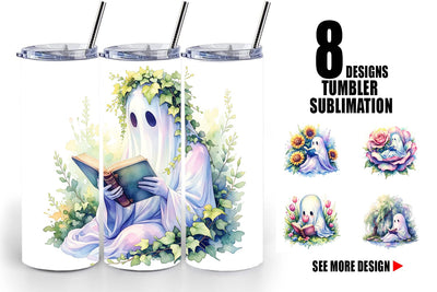 Tumbler Floral Garden Bookworm Ghost Sublimation artnoy 