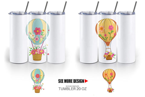 Tumbler Floral Hot Air Balloon Sublimation artnoy 