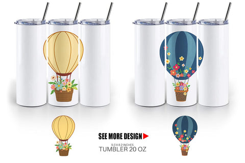 Tumbler Floral Hot Air Balloon Sublimation artnoy 