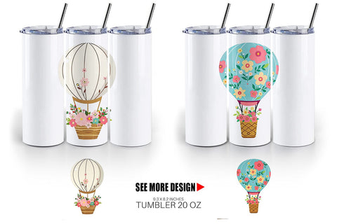 Tumbler Floral Hot Air Balloon Sublimation artnoy 