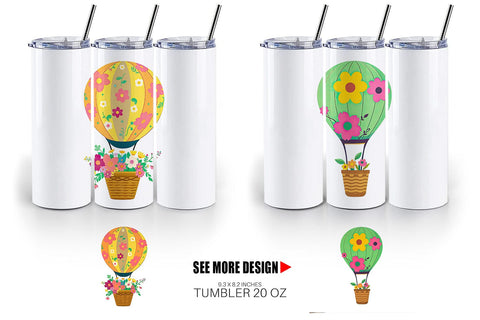 Tumbler Floral Hot Air Balloon Sublimation artnoy 