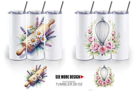 Tumbler Floral Kitchen Tools Decor Sublimation artnoy 