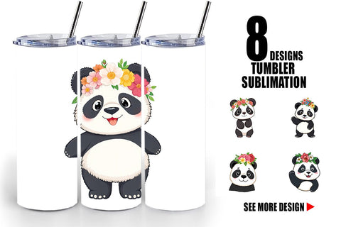 Tumbler Floral Panda Sublimation artnoy 
