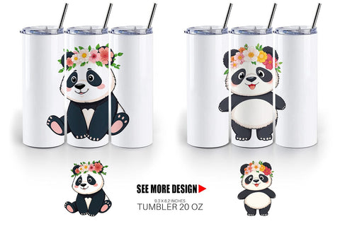 Tumbler Floral Panda Sublimation artnoy 