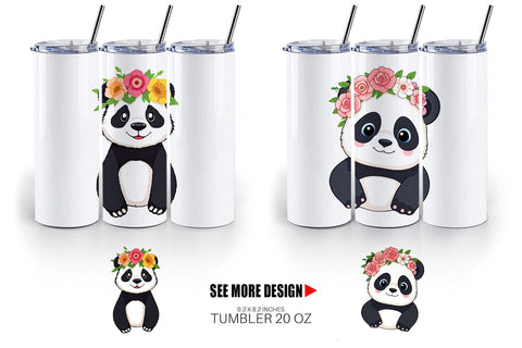 Tumbler Floral Panda Sublimation artnoy 