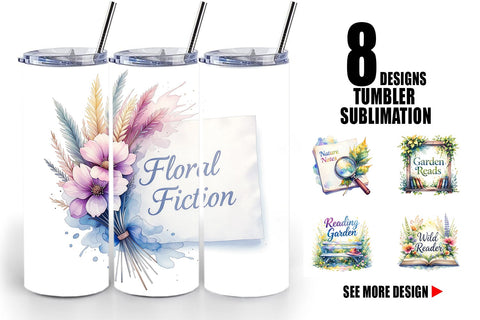 Tumbler Floral Reading Quotes Sublimation artnoy 