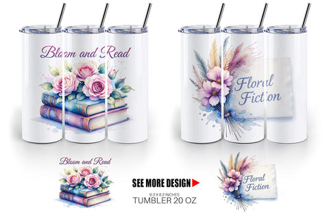 Tumbler Floral Reading Quotes Sublimation artnoy 