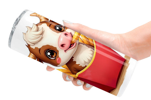 Tumbler Foodie Highland Cow UglyCute Watercolor Treats Sublimation artnoy 