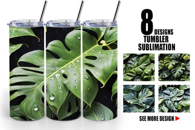 Tumbler Forest Leaves Pattern Sublimation artnoy 