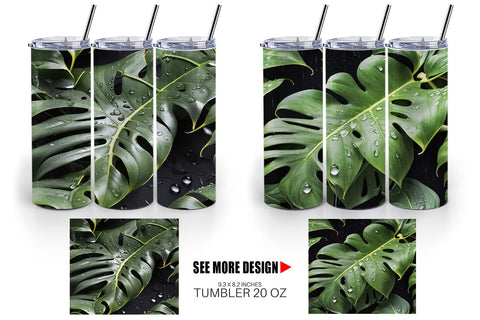 Tumbler Forest Leaves Pattern Sublimation artnoy 