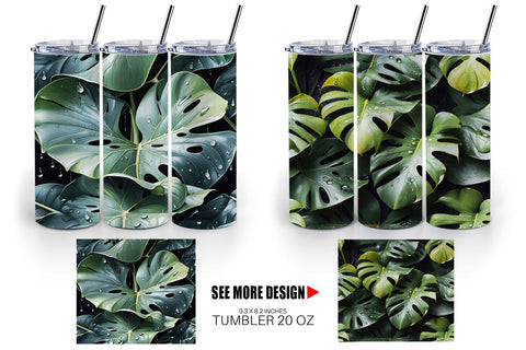 Tumbler Forest Leaves Pattern Sublimation artnoy 