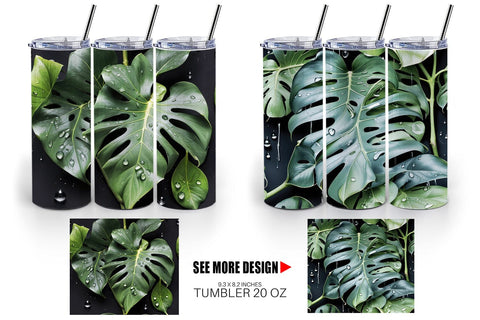 Tumbler Forest Leaves Pattern Sublimation artnoy 