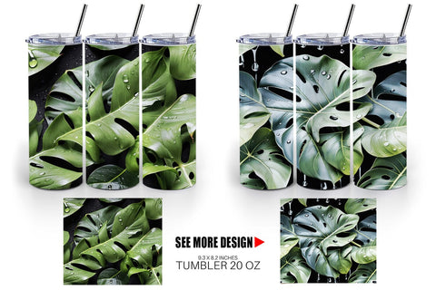 Tumbler Forest Leaves Pattern Sublimation artnoy 
