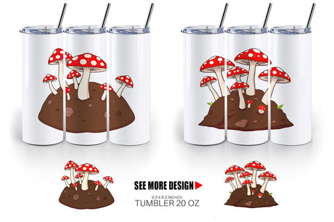 Tumbler Forest Mushrooms Sublimation artnoy 