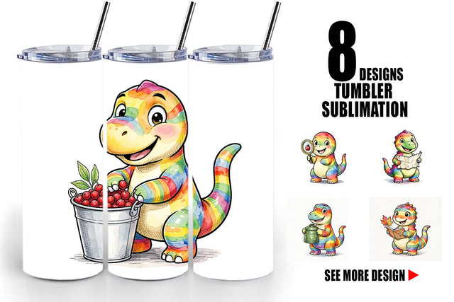 Tumbler Forest Scout Dino Watercolor Sublimation artnoy 