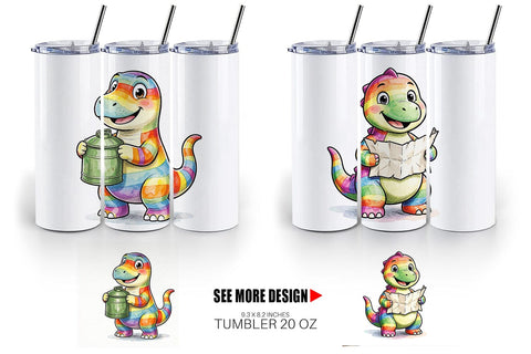 Tumbler Forest Scout Dino Watercolor Sublimation artnoy 