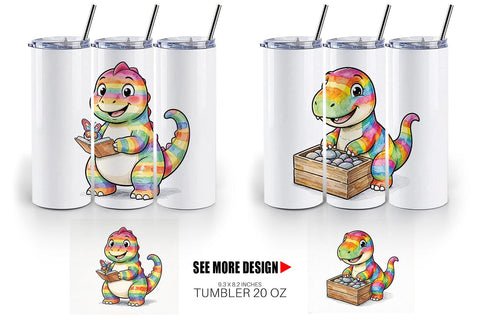 Tumbler Forest Scout Dino Watercolor Sublimation artnoy 