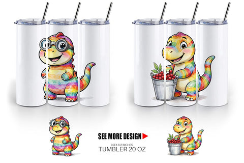 Tumbler Forest Scout Dino Watercolor Sublimation artnoy 