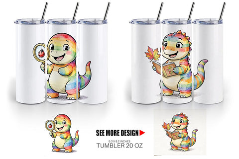 Tumbler Forest Scout Dino Watercolor Sublimation artnoy 