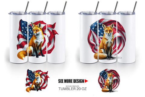 Tumbler Fox 4th of July Sublimation artnoy 