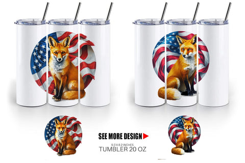Tumbler Fox 4th of July Sublimation artnoy 