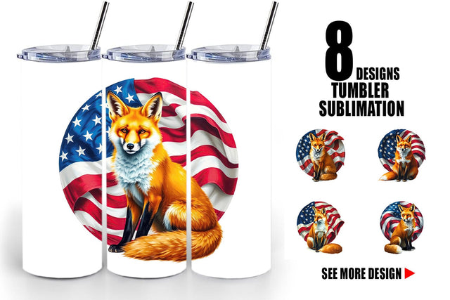 Tumbler Fox 4th of July Sublimation artnoy 