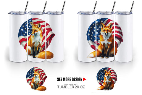 Tumbler Fox 4th of July Sublimation artnoy 