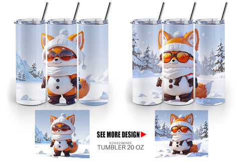 Tumbler Fox Christmas Sublimation artnoy 