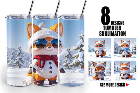 Tumbler Fox Christmas Sublimation artnoy 