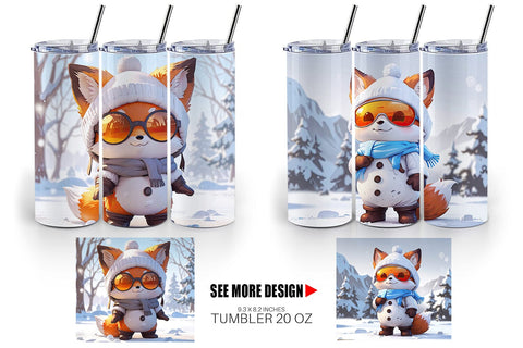 Tumbler Fox Christmas Sublimation artnoy 