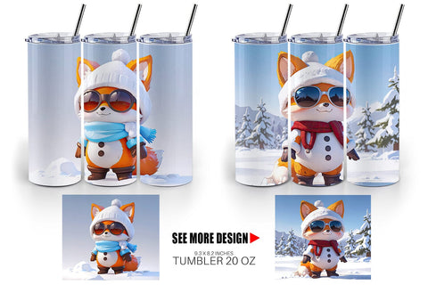 Tumbler Fox Christmas Sublimation artnoy 