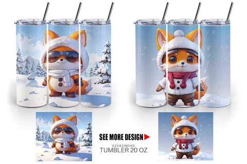 Tumbler Fox Christmas Sublimation artnoy 
