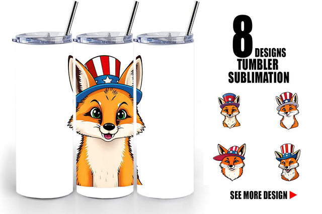 Tumbler Fox Patriotic Sublimation artnoy 