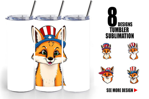 Tumbler Fox Patriotic Sublimation artnoy 