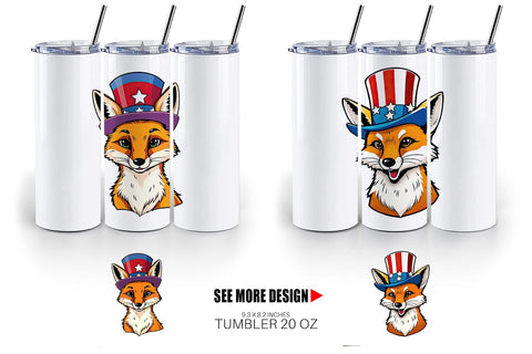 Tumbler Fox Patriotic Sublimation artnoy 