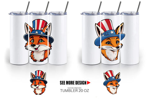 Tumbler Fox Patriotic Sublimation artnoy 