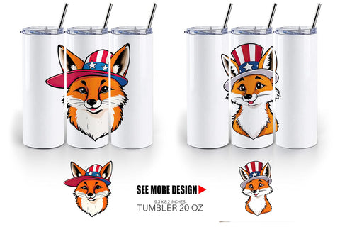 Tumbler Fox Patriotic Sublimation artnoy 