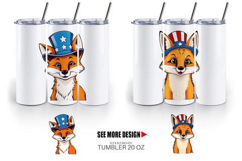 Tumbler Fox Patriotic Sublimation artnoy 