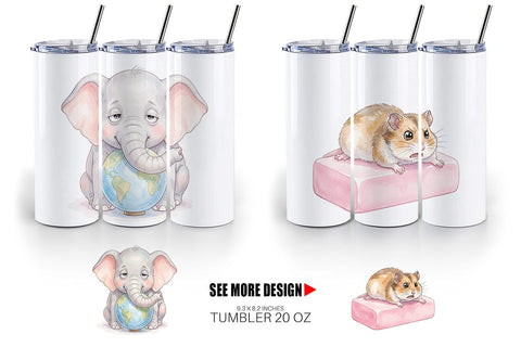 Tumbler Friday Burnout Animal Watercolor Sublimation artnoy 