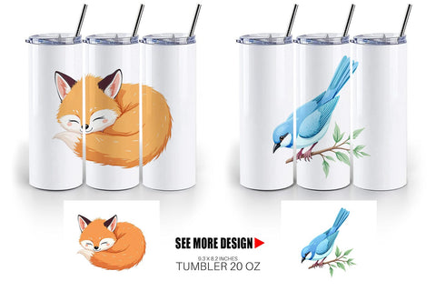 Tumbler Friendly Cute Animals Sublimation artnoy 