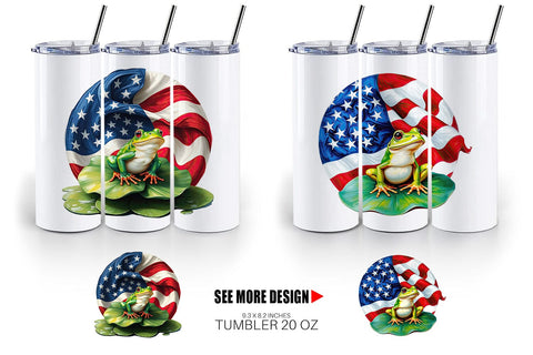 Tumbler Frog 4th of July Sublimation artnoy 