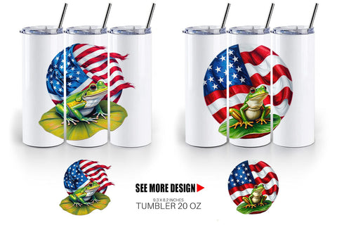 Tumbler Frog 4th of July Sublimation artnoy 