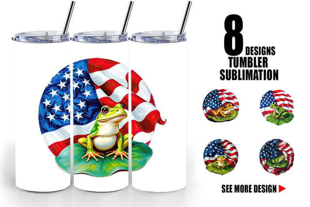 Tumbler Frog 4th of July Sublimation artnoy 