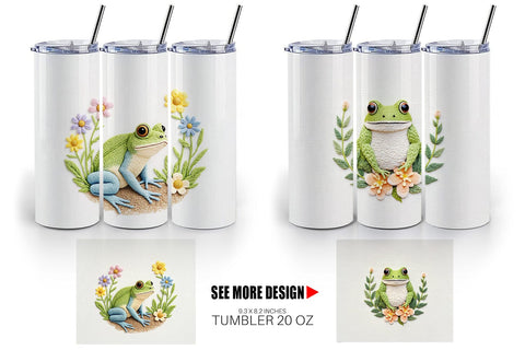Tumbler Frog Embroidery Sublimation artnoy 