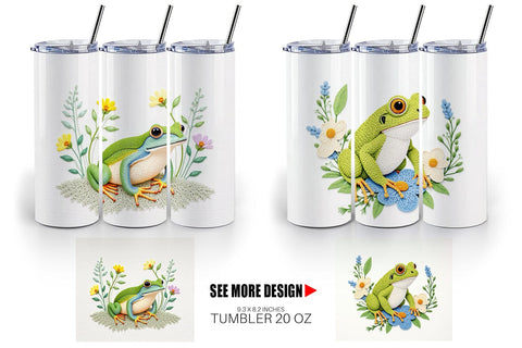 Tumbler Frog Embroidery Sublimation artnoy 