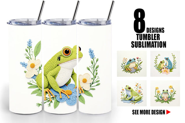 Tumbler Frog Embroidery Sublimation artnoy 