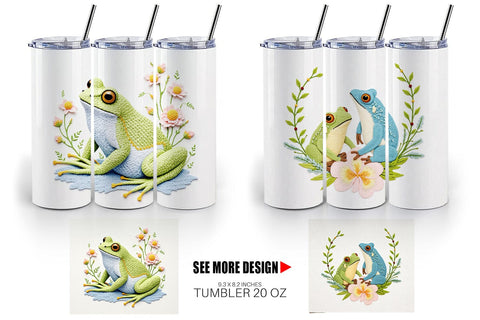 Tumbler Frog Embroidery Sublimation artnoy 