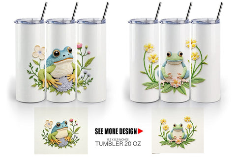 Tumbler Frog Embroidery Sublimation artnoy 